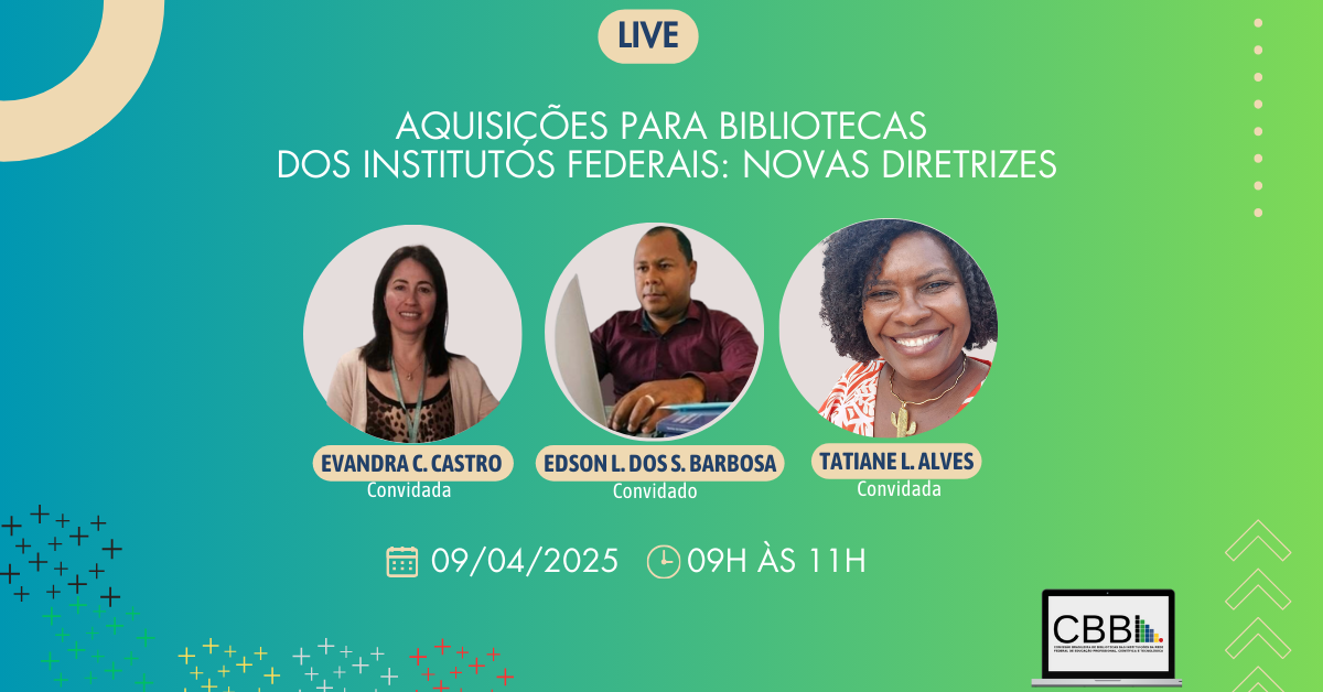 Live sobre aquisições para Bibliotecas dos Institutos Federais